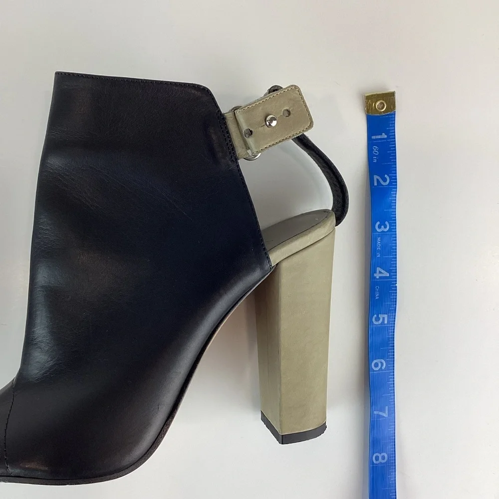 Vince Addison Peep Toe Black Leather Bootie | 8